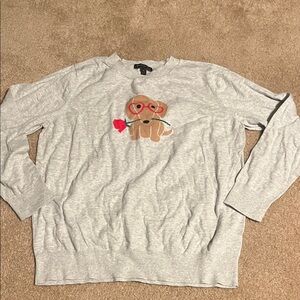 Gray Sweater with Cute Dog Design